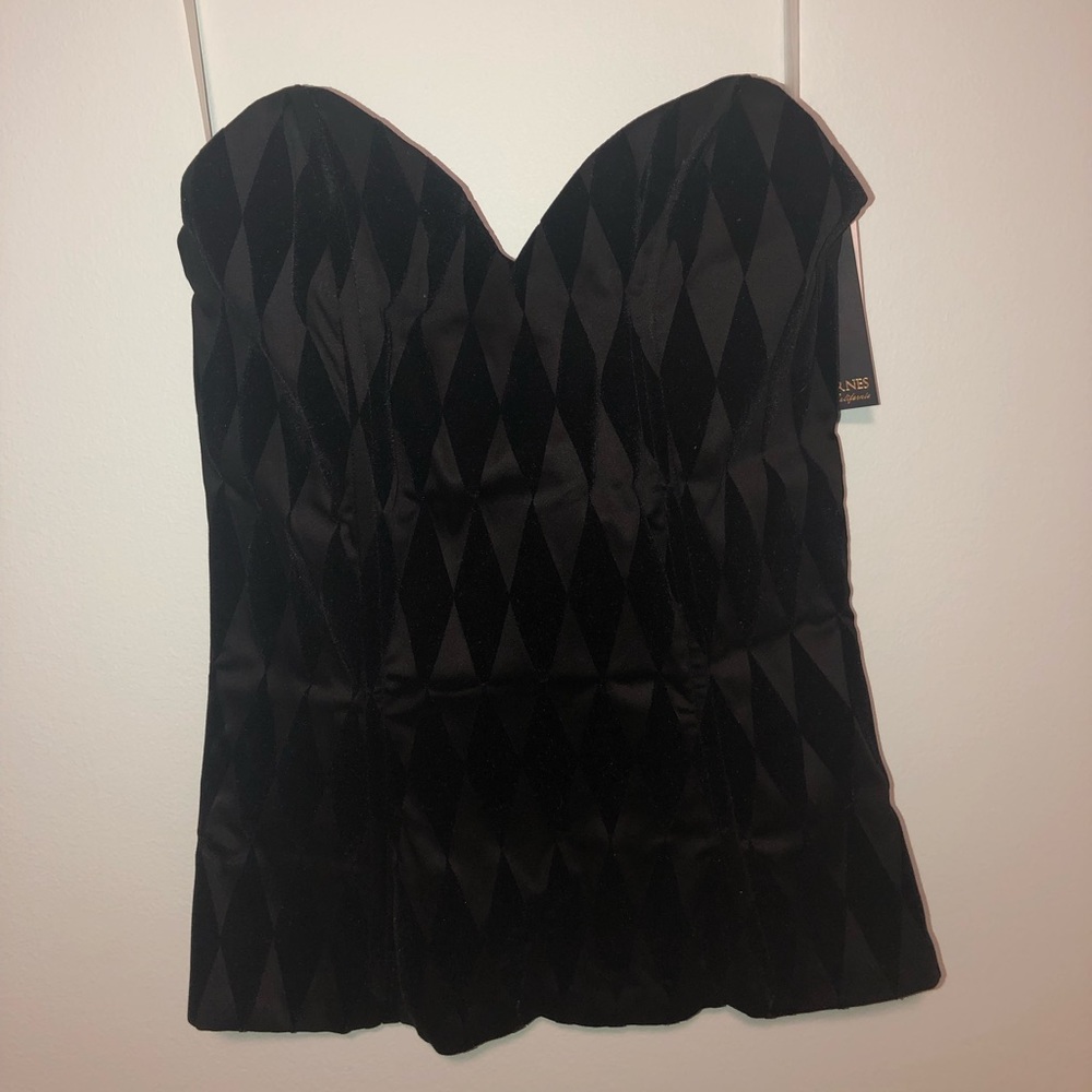 Pinup girl clothing flocked harlequin bustier